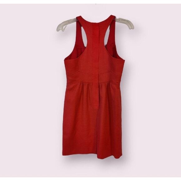 Tibi Women's Halter Dress A - Line Lined Size 6 Coral Pink Cotton Summer - Picture 2 of 5